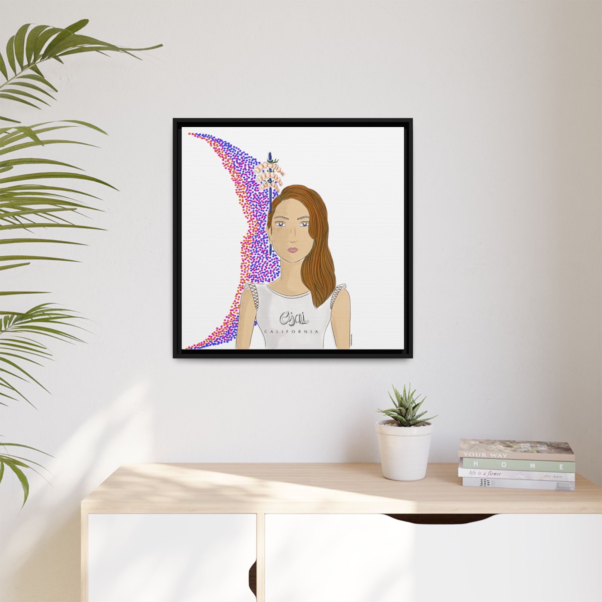 No.10 Girl with the Shrimps Framed Canvas Art Print