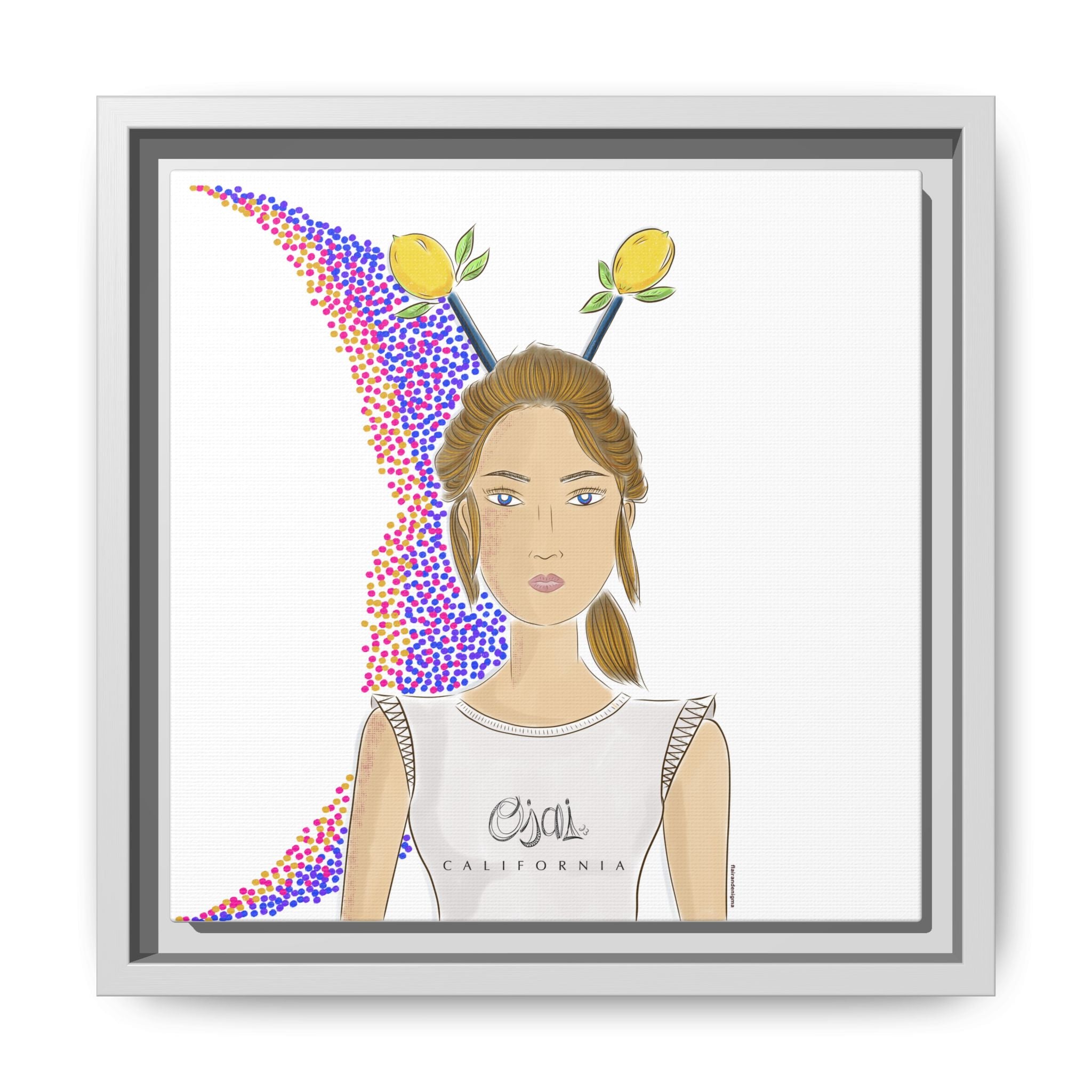 No.7 Girl with the Lemons Framed Canvas Art Print