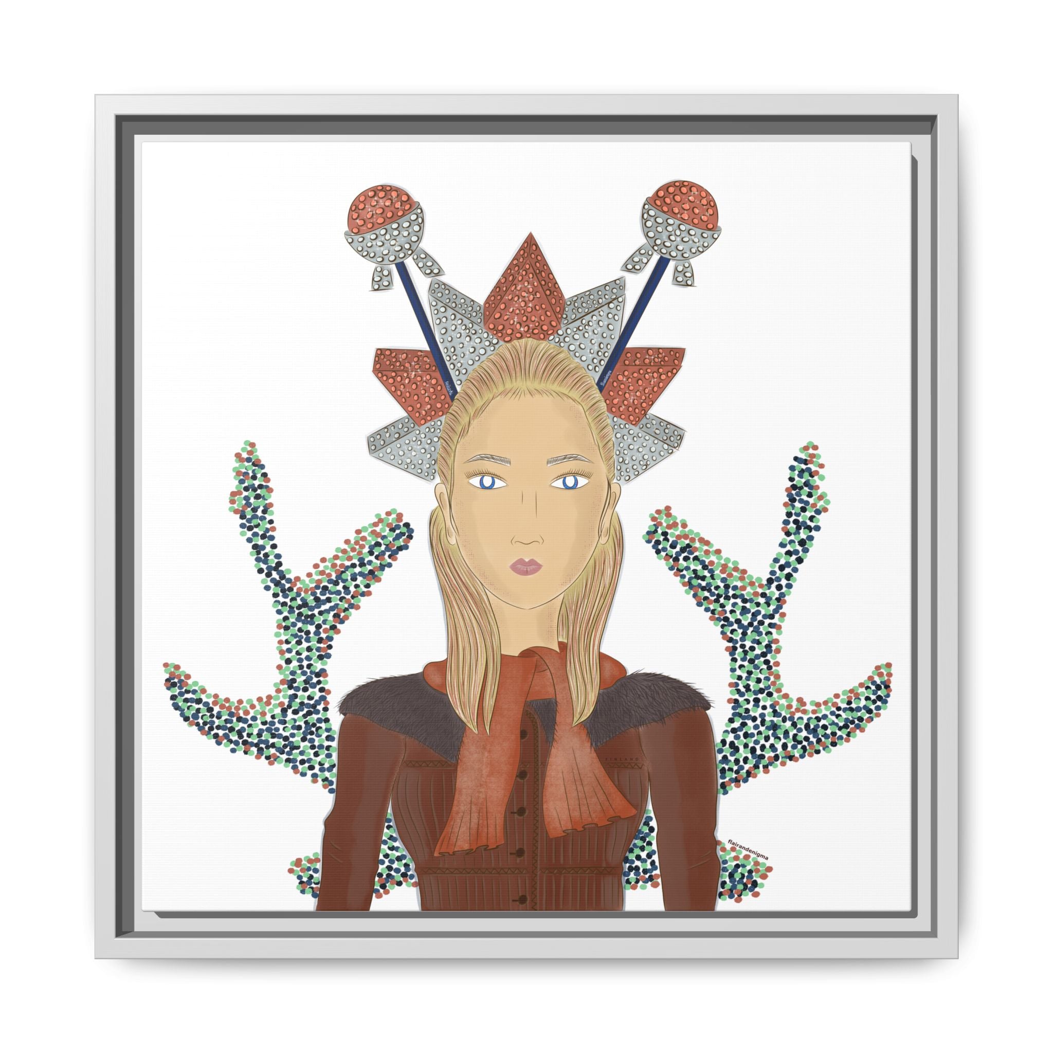 No.30 Girl with the Bling Sculpture Framed Canvas Art Print