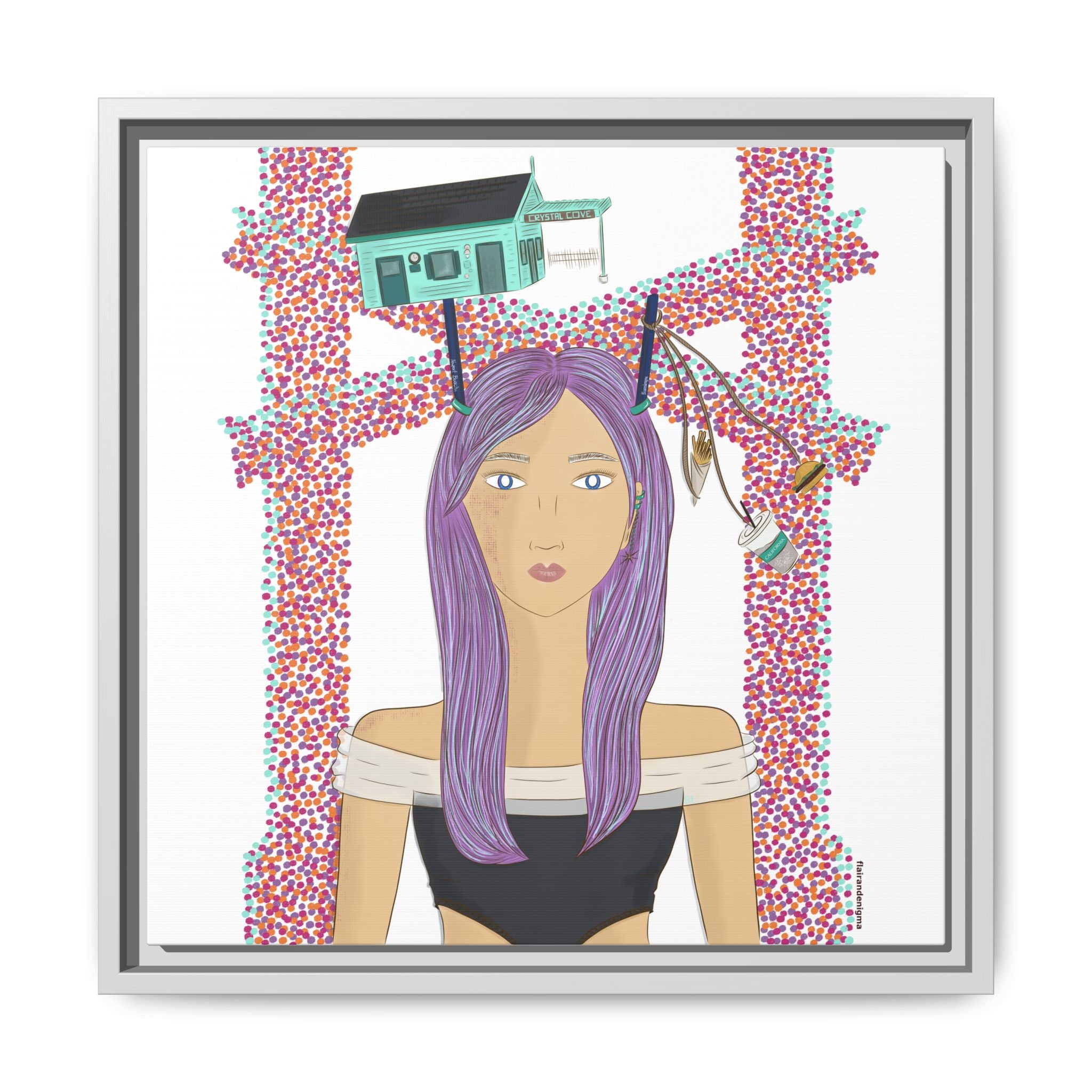 No.39 Girl with the Cove Cottage Framed Canvas Art Print