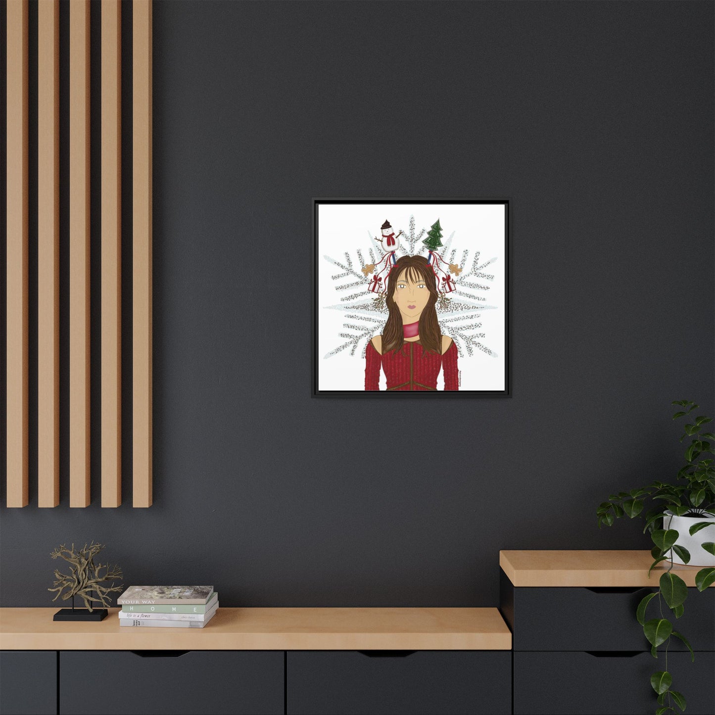 No.45 Girl with the Christmas Cheer Framed Canvas Art Print