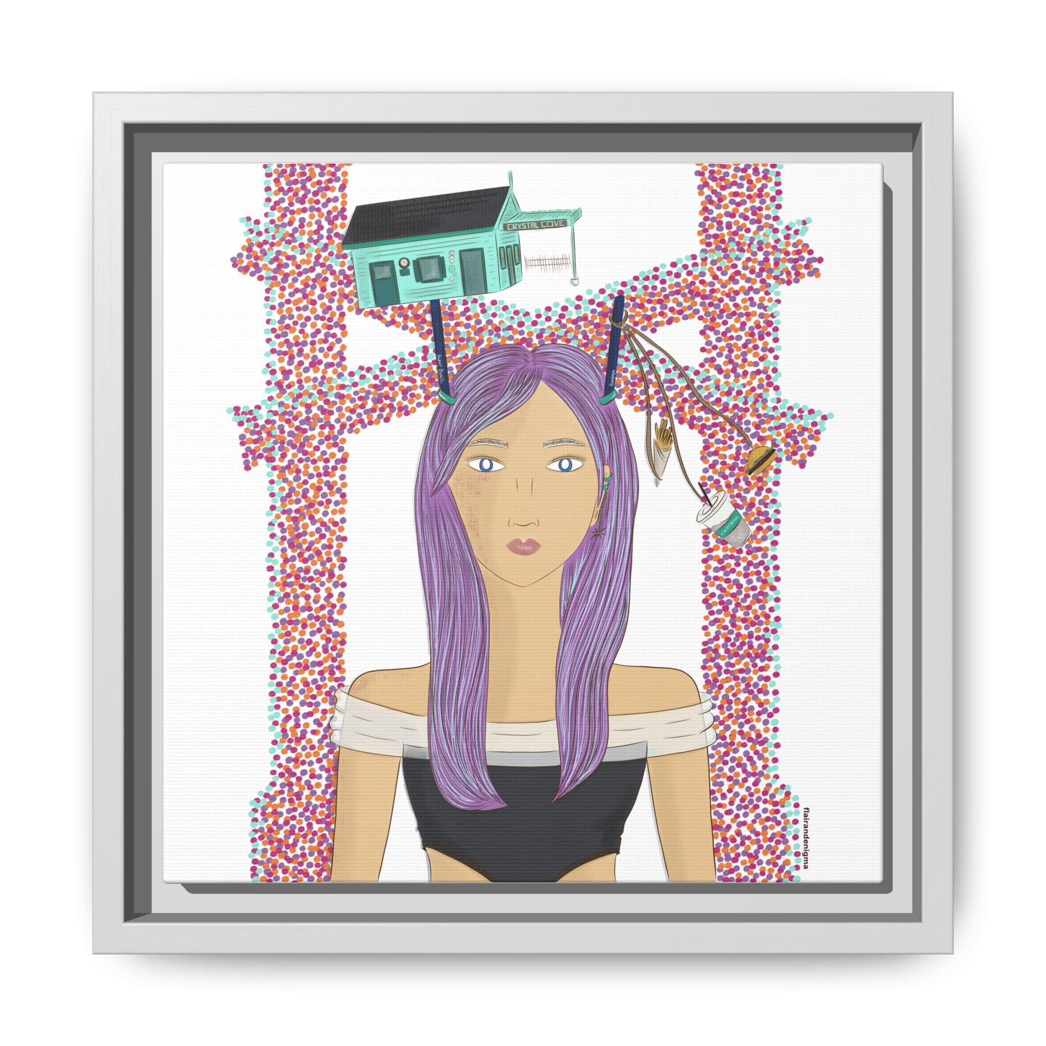 No.39 Girl with the Cove Cottage Framed Canvas Art Print