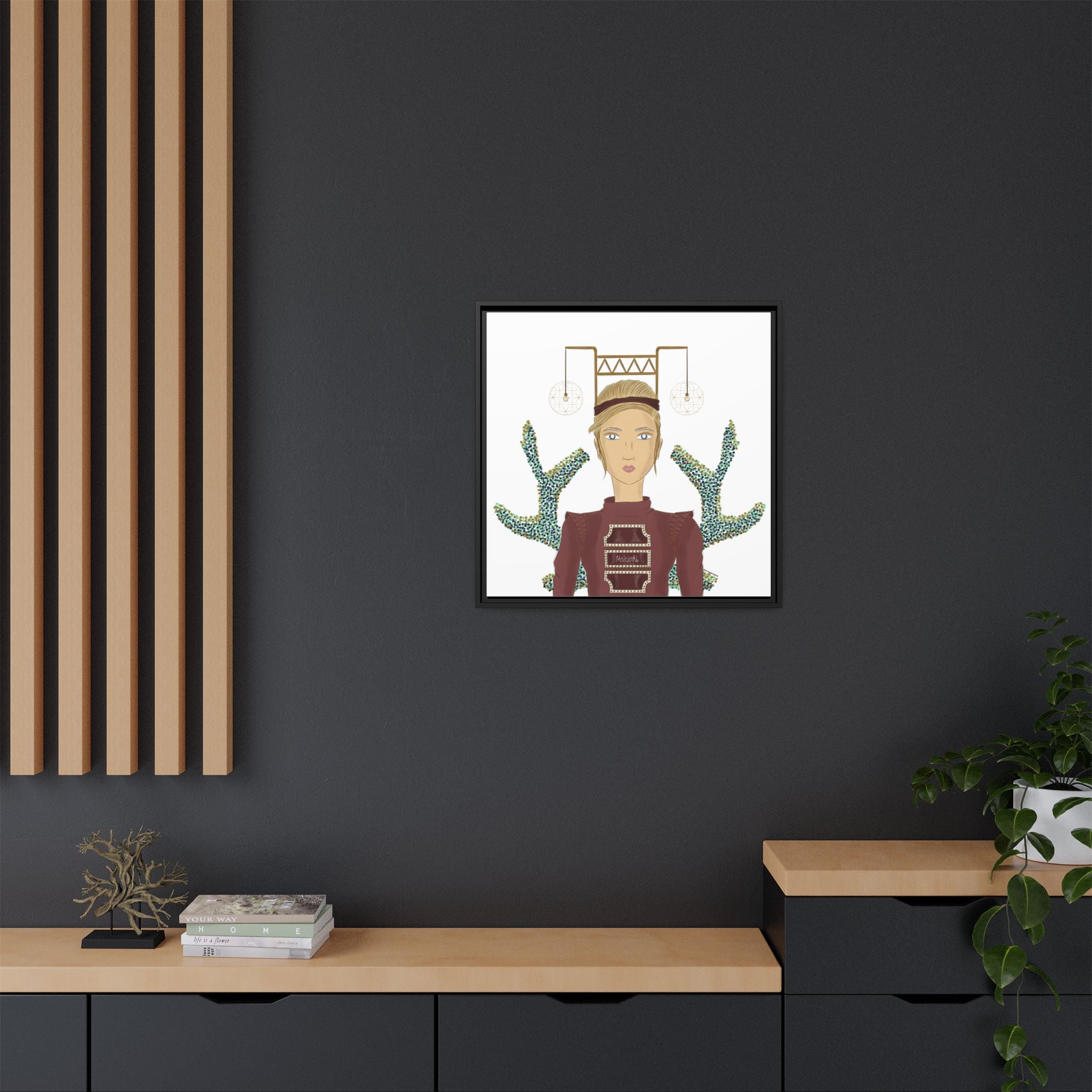 No.36 Girl with the Bar Lights Framed Canvas Art Print