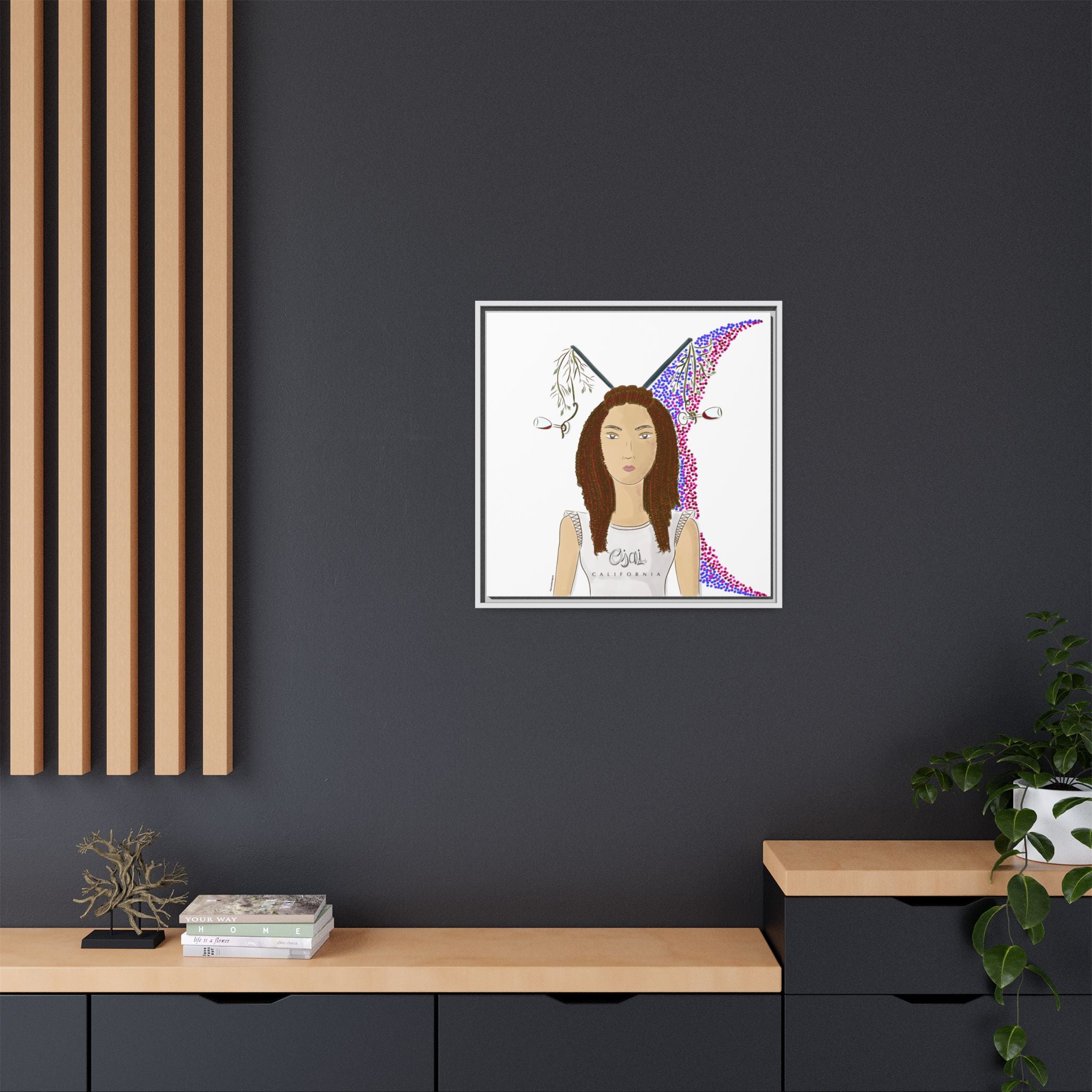 No.5 Girl with the Red Wine Glasses Framed Canvas Art Print