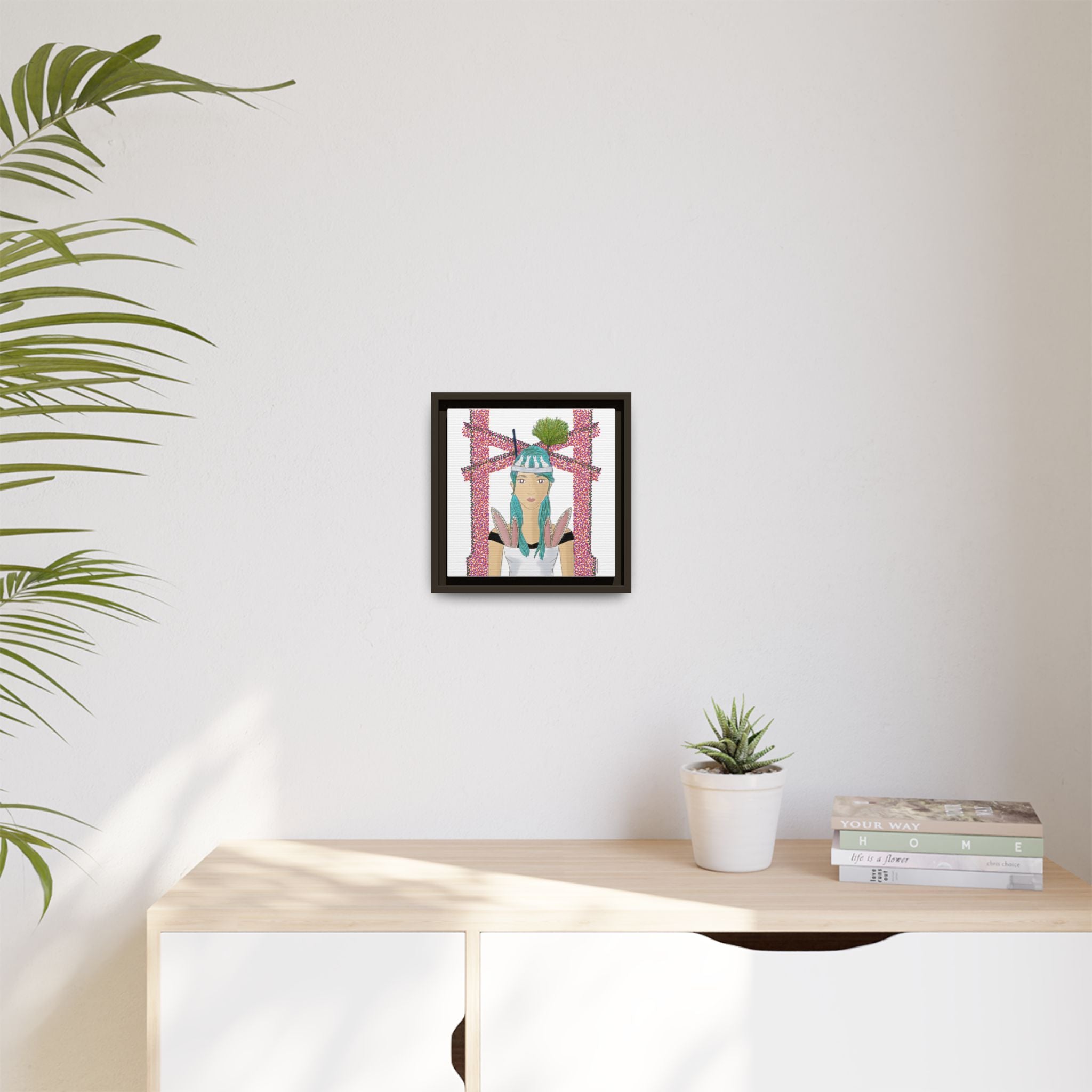 No.40 Girl with the Bunnies Framed Canvas Art Print