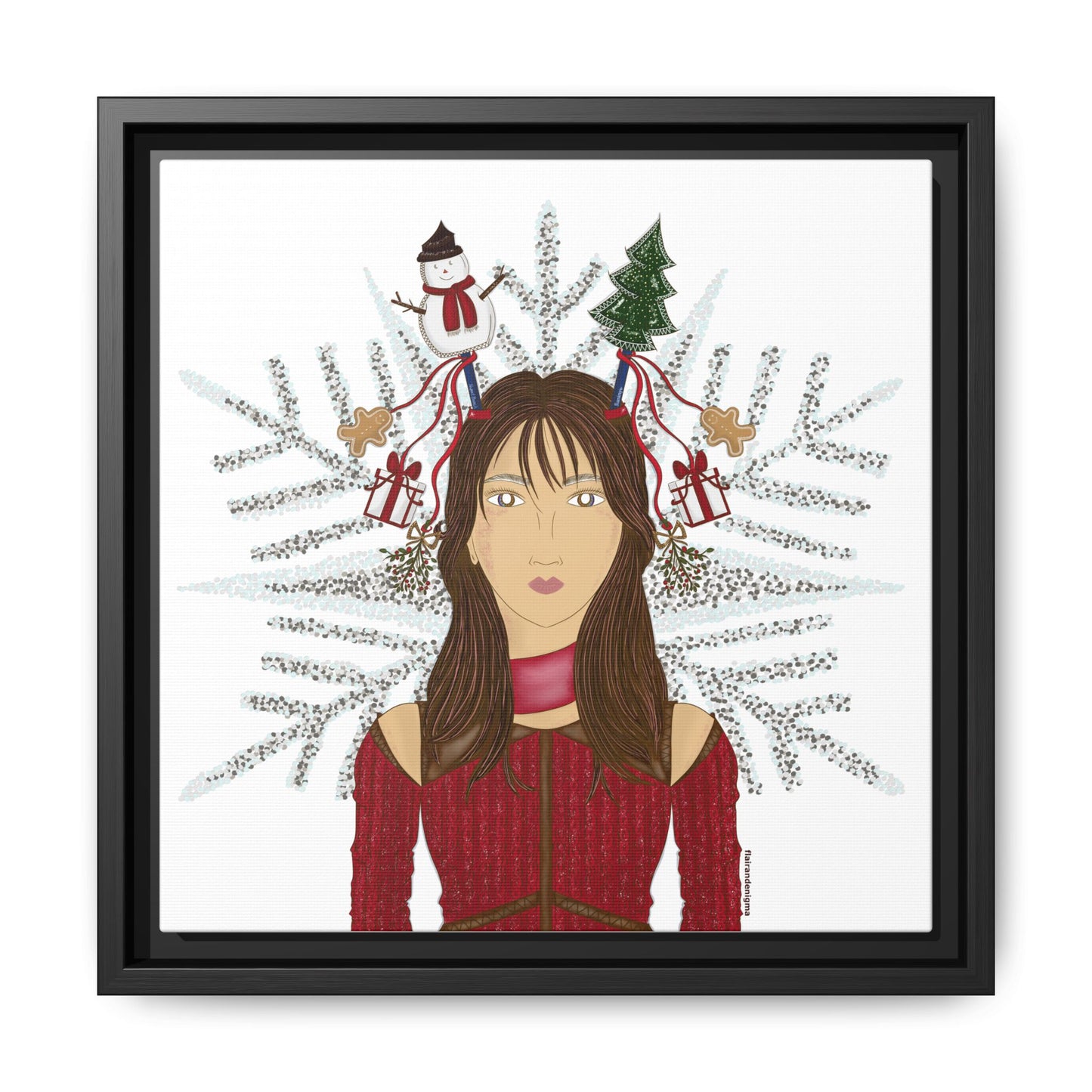 No.45 Girl with the Christmas Cheer Framed Canvas Art Print