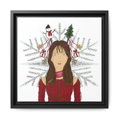 No.45 Girl with the Christmas Cheer Framed Canvas Art Print