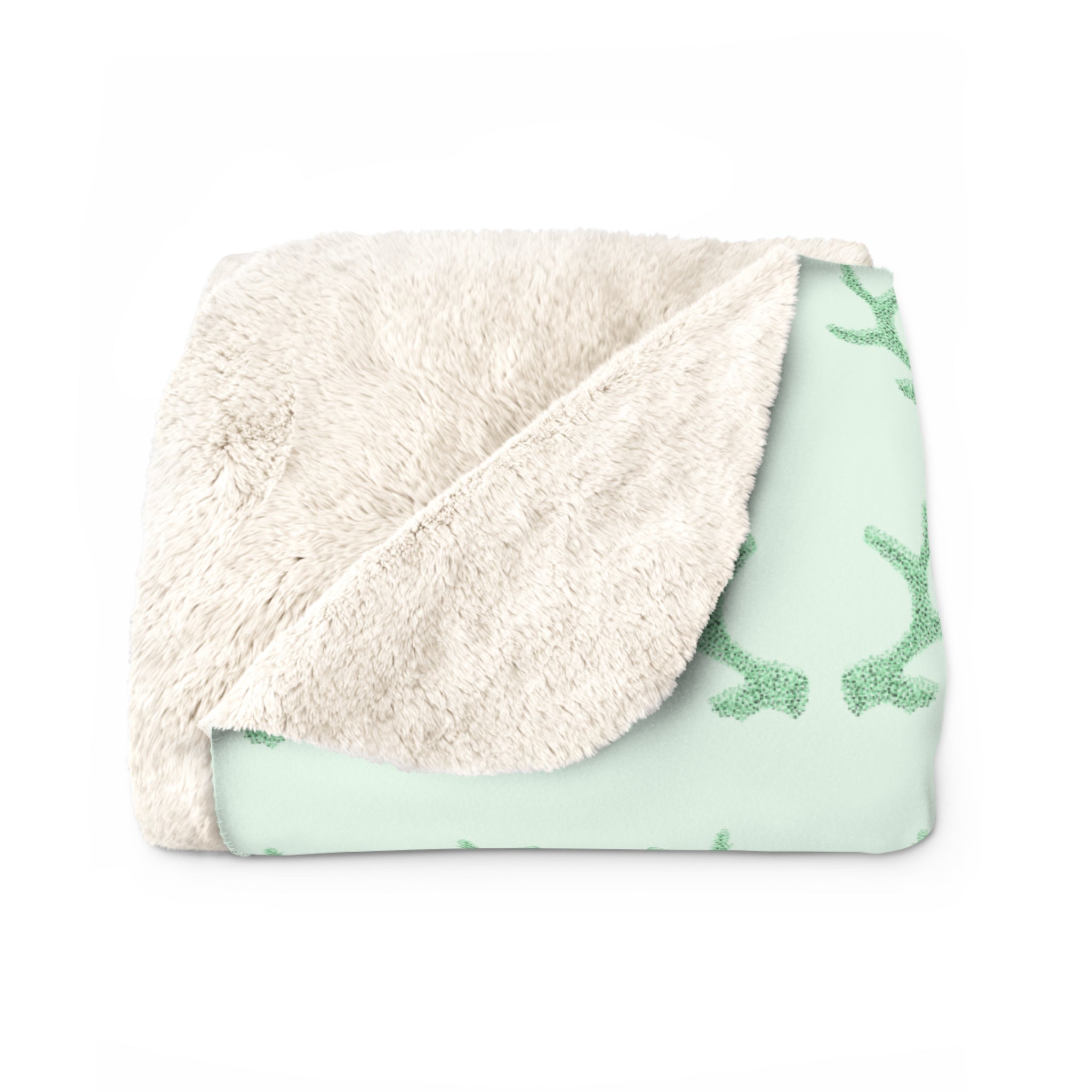 Green Antlers Sherpa Blanket