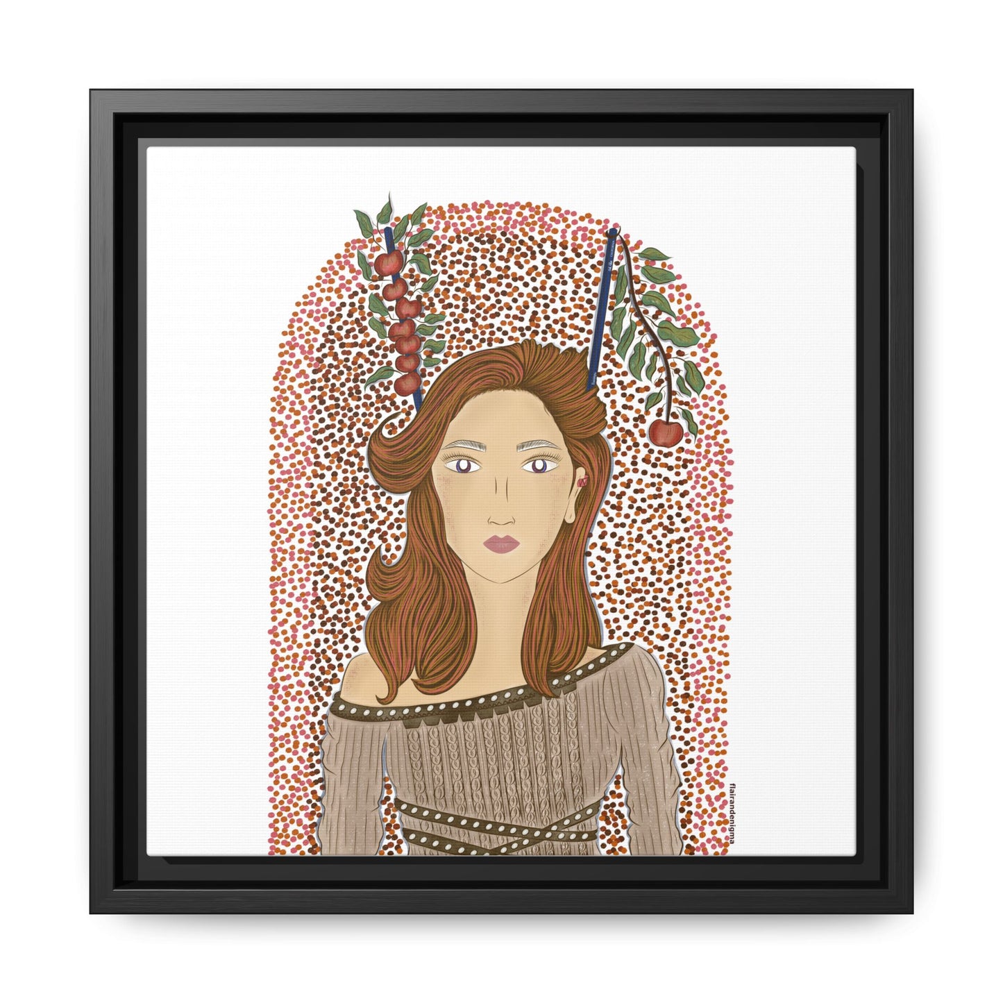 No.44 Girl with the Autumn Apples Framed Canvas Art Print