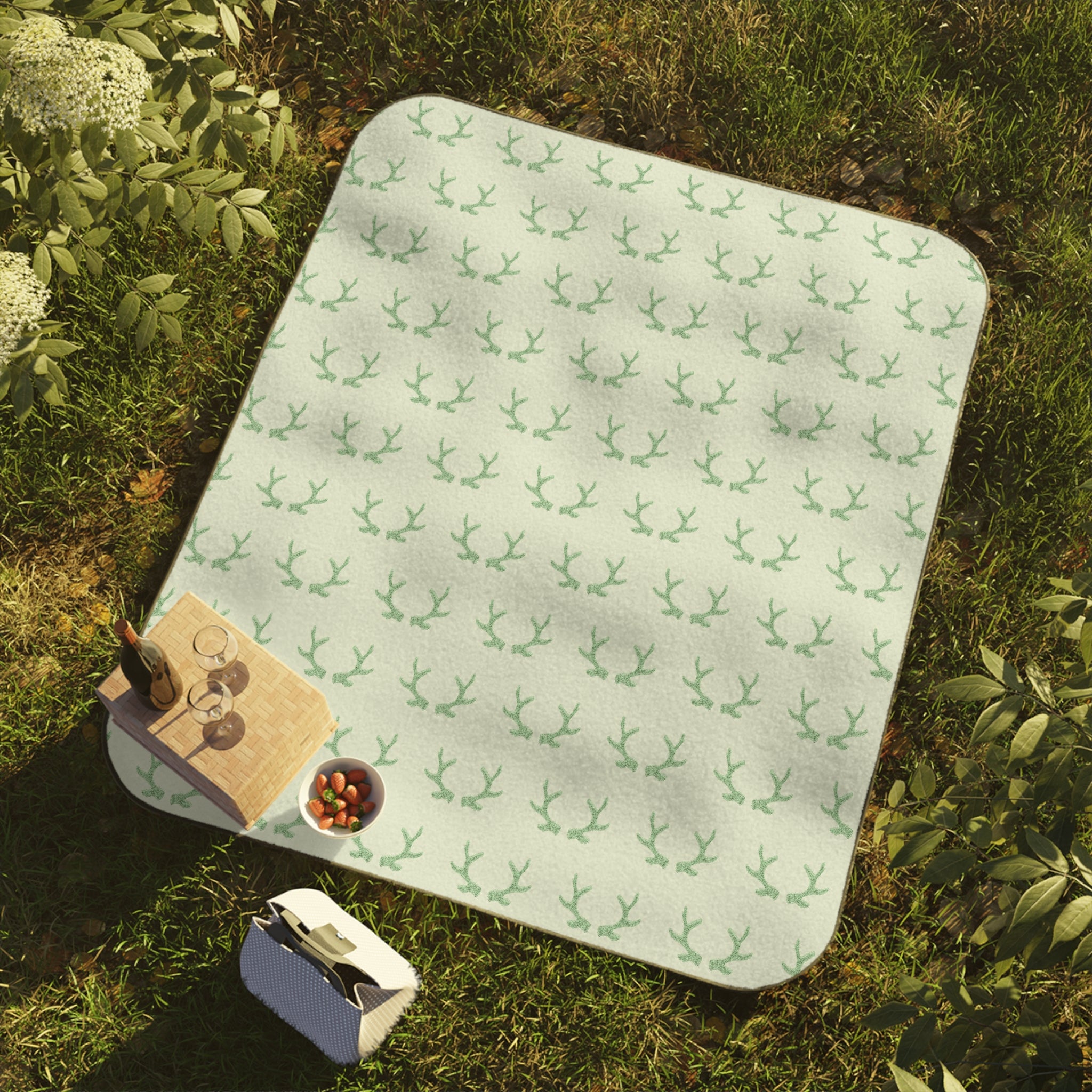 Green Antlers Picnic Blanket