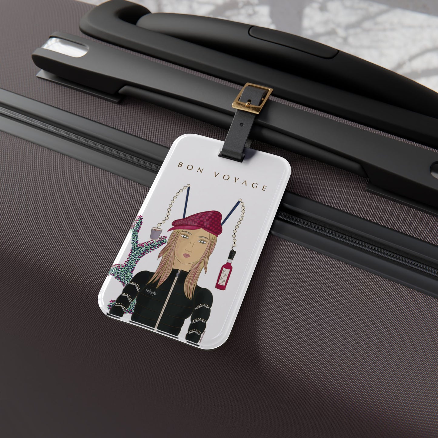 Strawberry Mulled Wine Luggage Tag