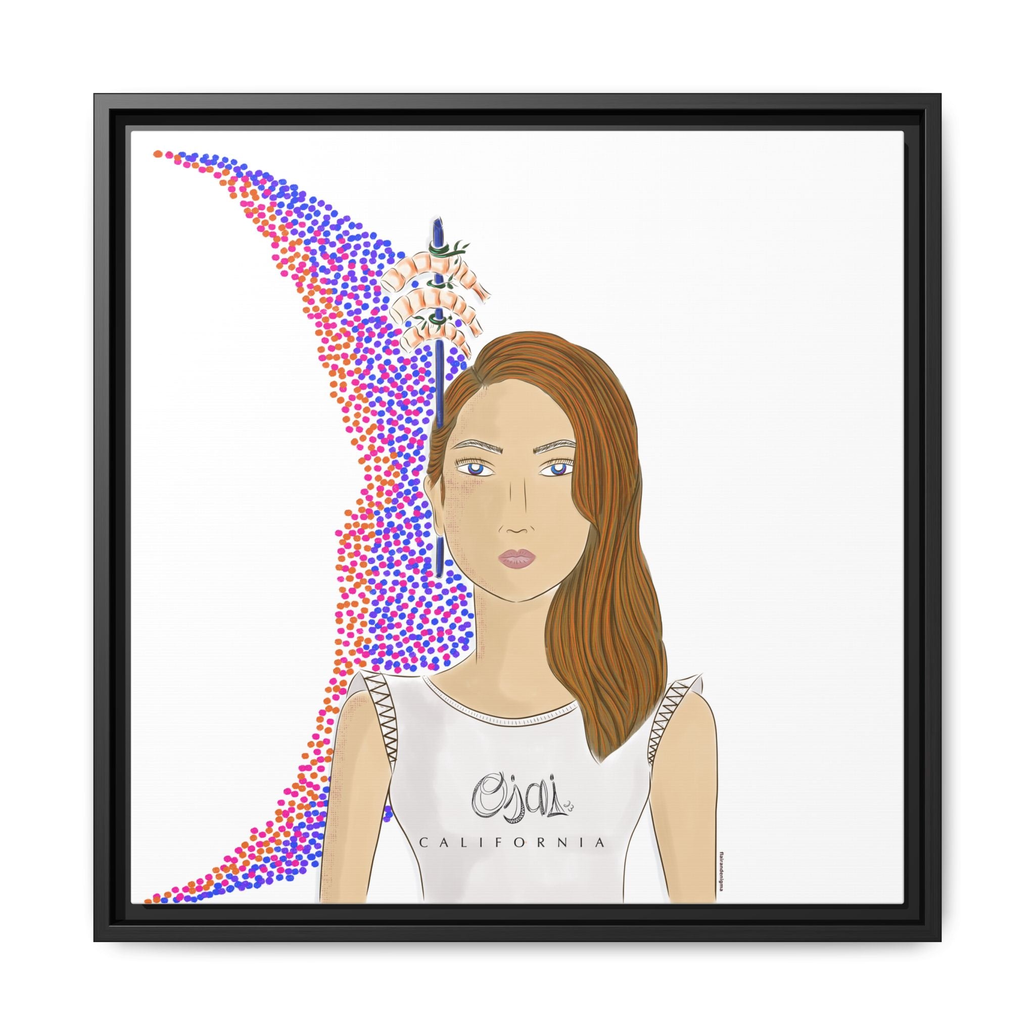 No.10 Girl with the Shrimps Framed Canvas Art Print