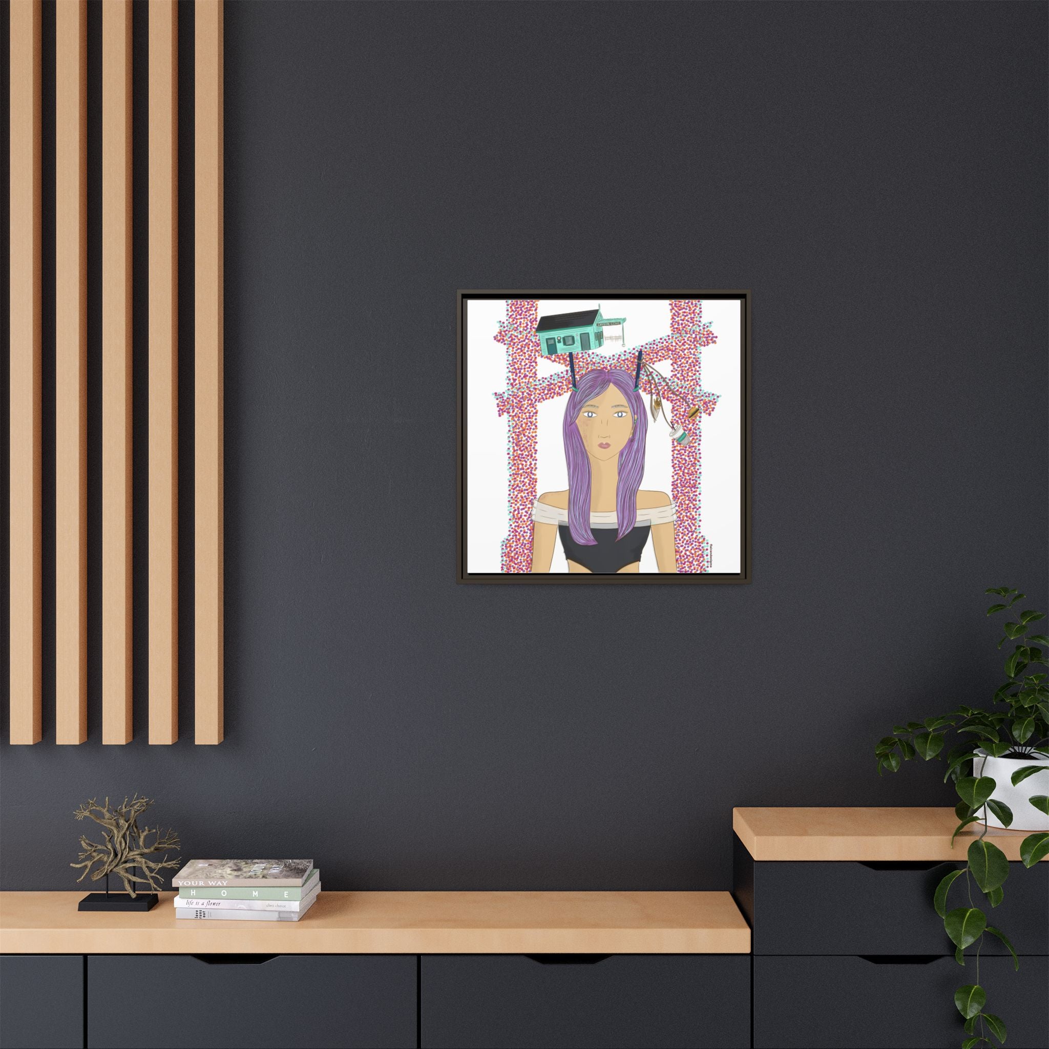 No.39 Girl with the Cove Cottage Framed Canvas Art Print