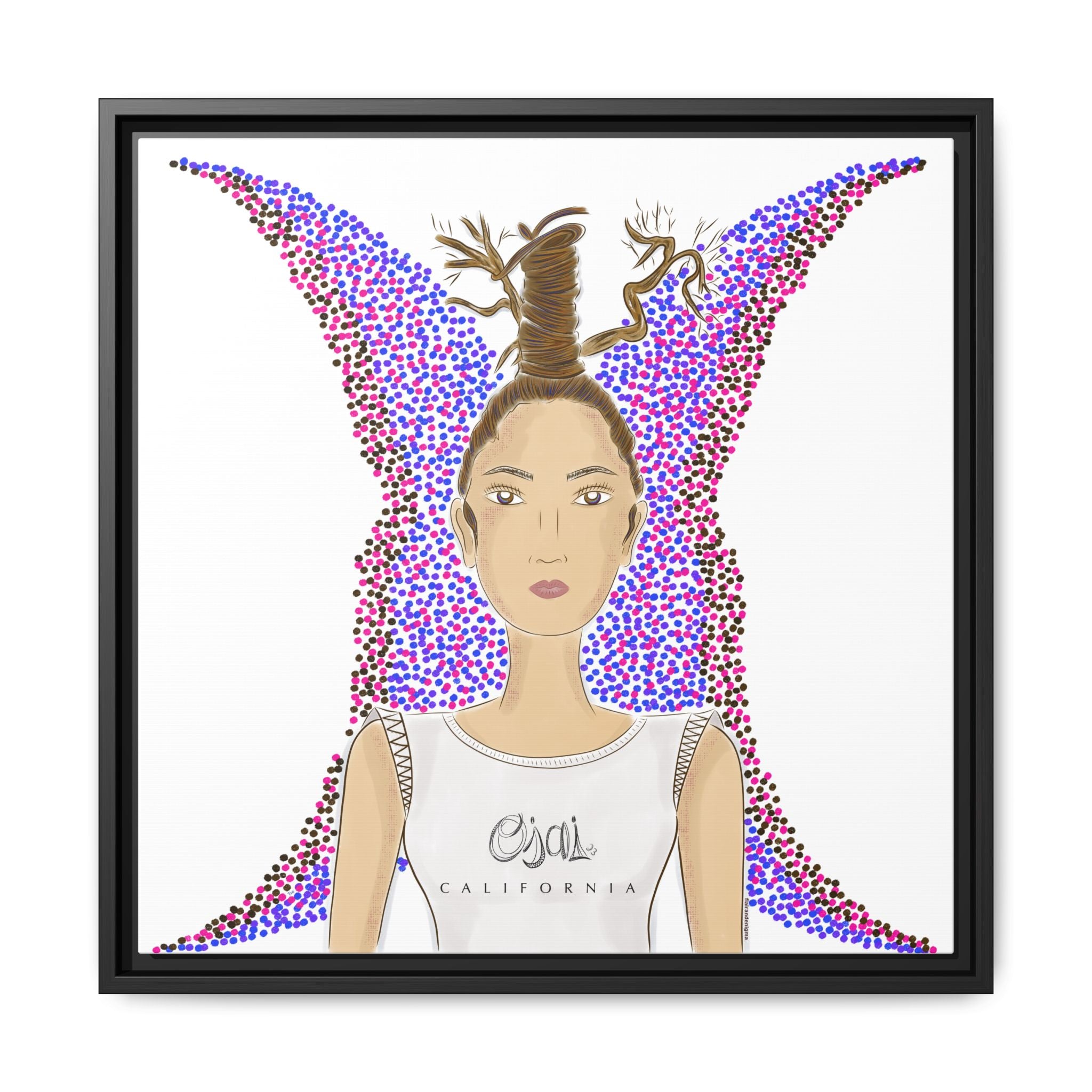 No.9 Girl with the Oak Tree Branches Framed Canvas Art Print