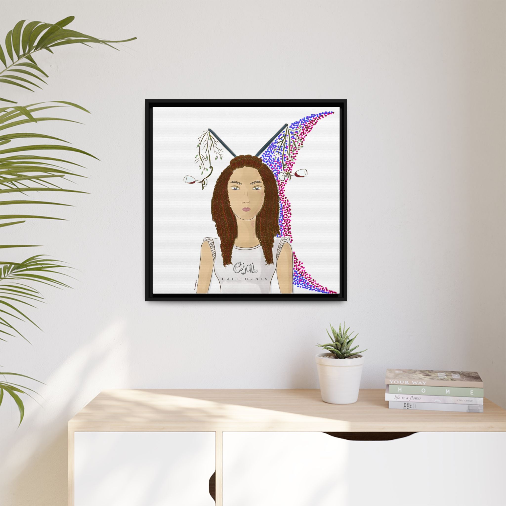 No.5 Girl with the Red Wine Glasses Framed Canvas Art Print