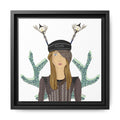 No.33 Girl with the Street Light Lampposts Framed Canvas Art Print