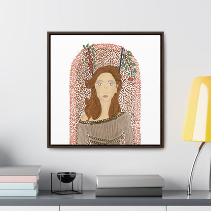 No.44 Girl with the Autumn Apples Framed Canvas Art Print