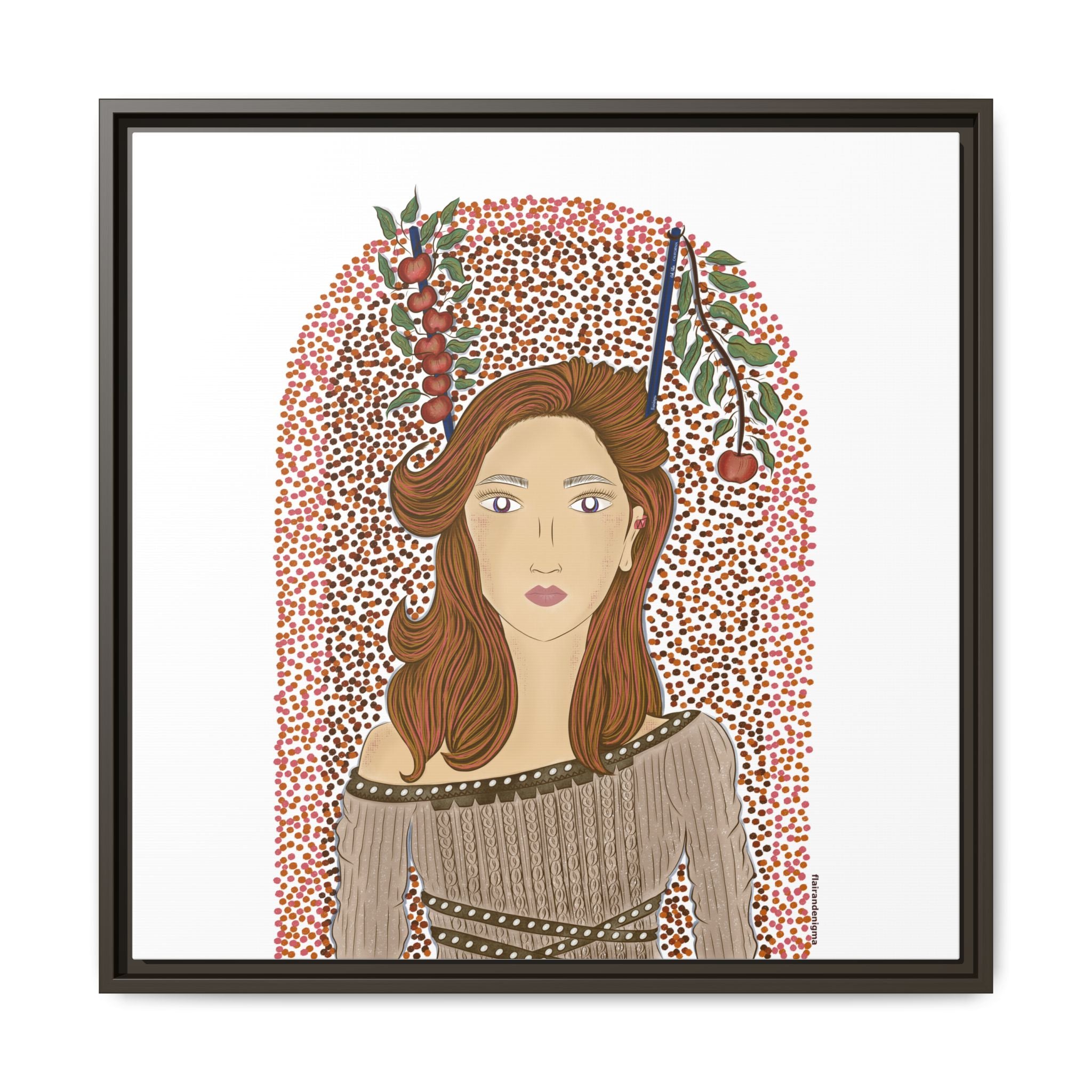 No.44 Girl with the Autumn Apples Framed Canvas Art Print