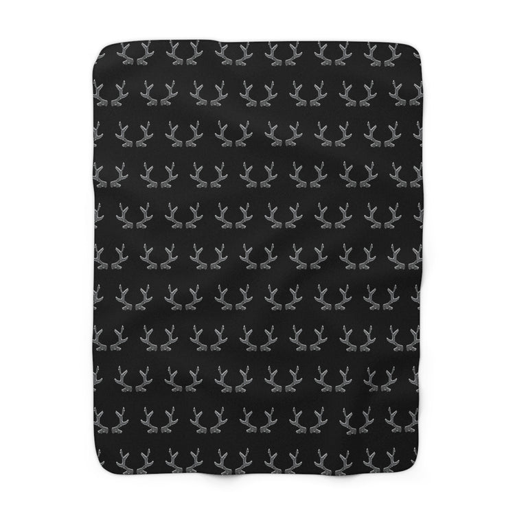 Black Antlers Sherpa Blanket