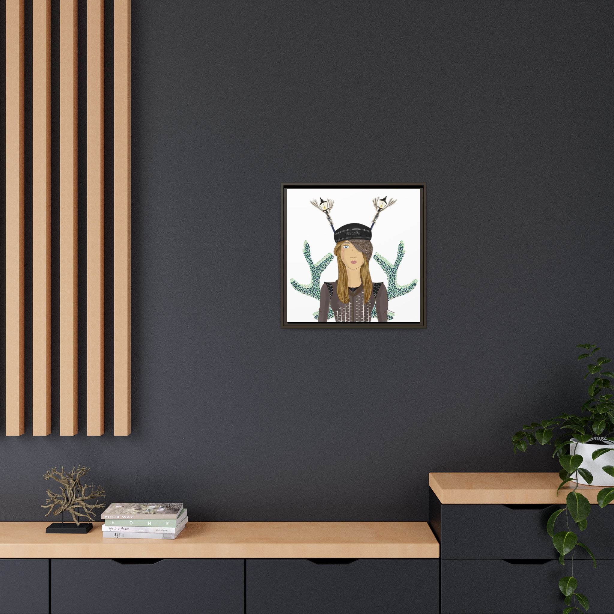 No.33 Girl with the Street Light Lampposts Framed Canvas Art Print