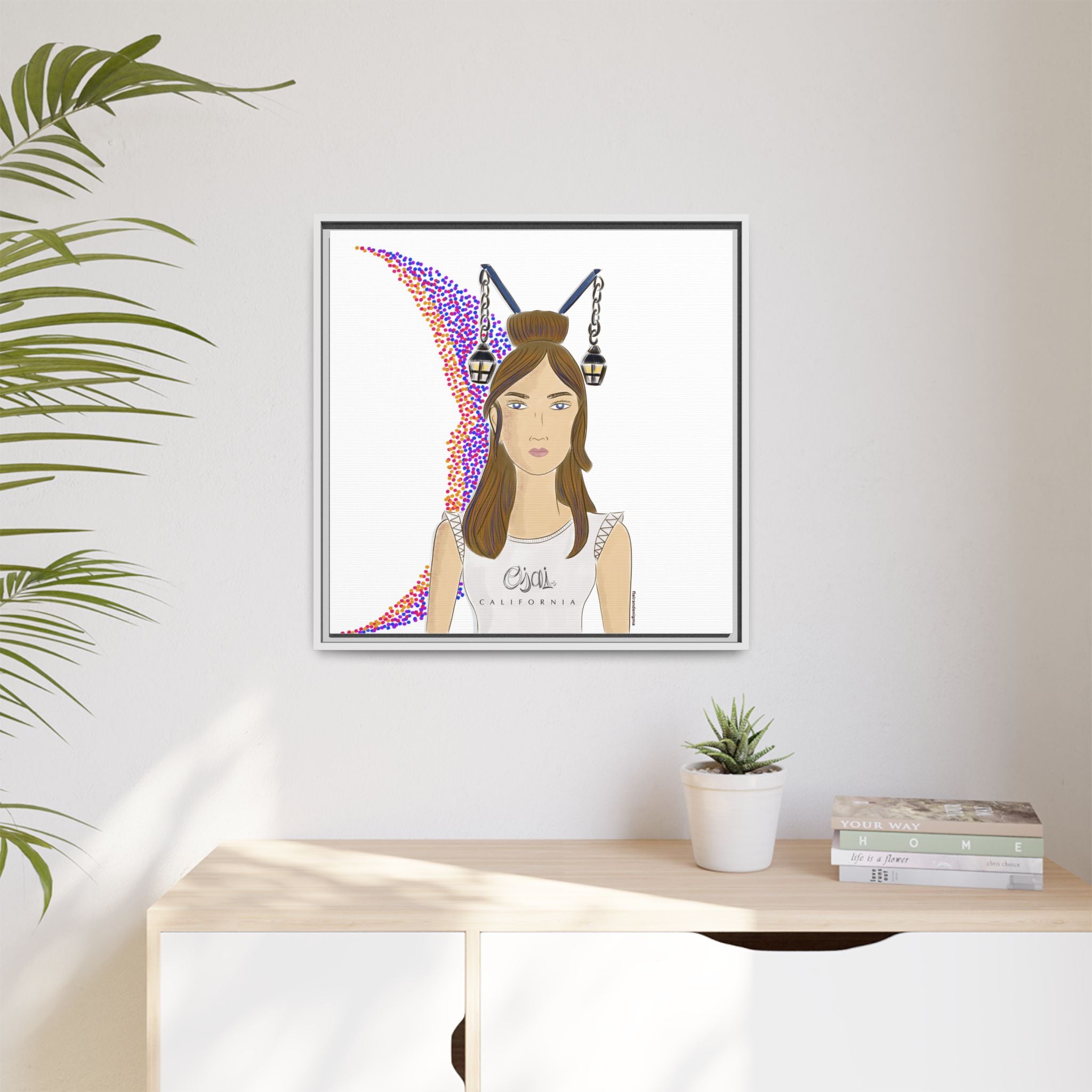 No.1 Girl with the Lanterns Framed Canvas Art Print
