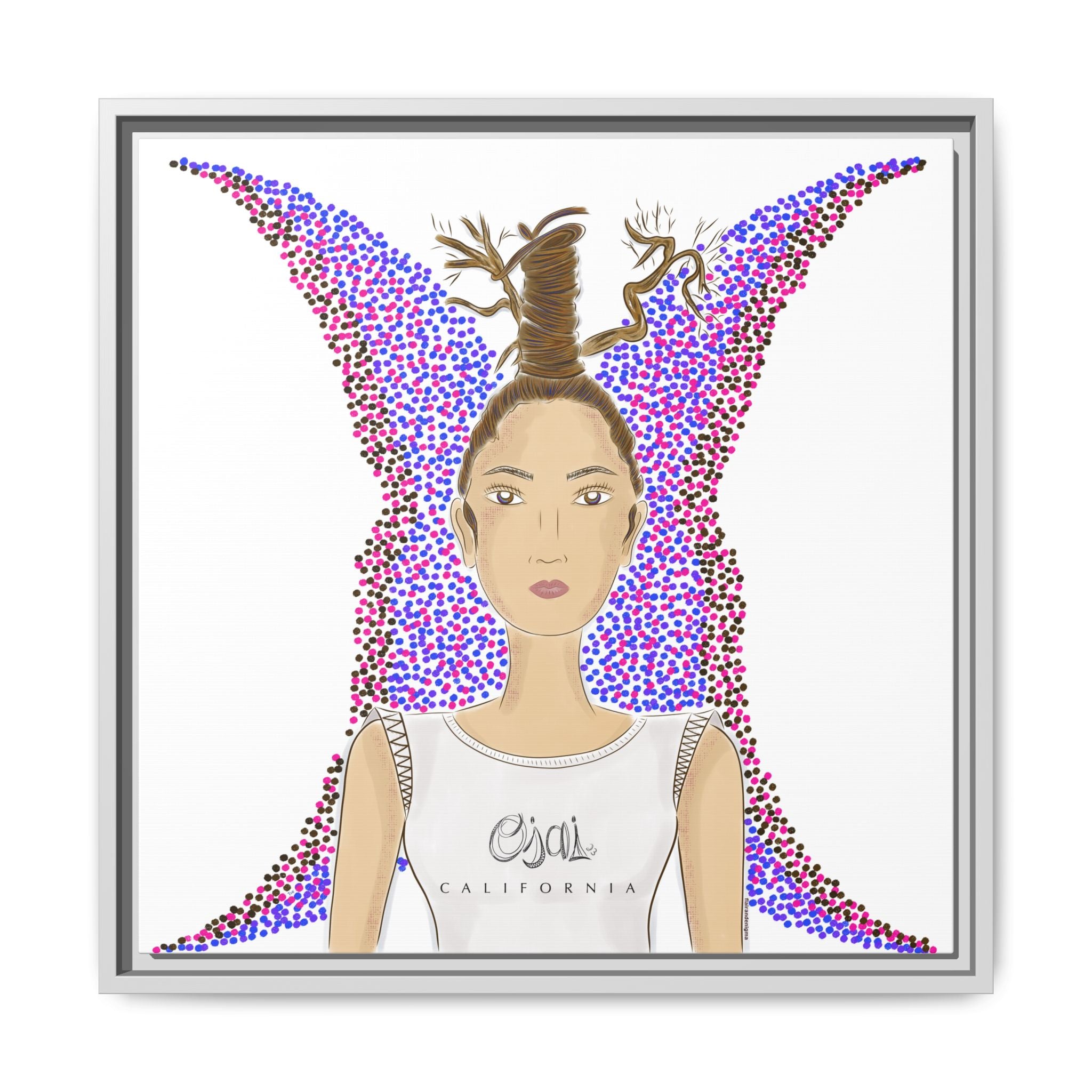 No.9 Girl with the Oak Tree Branches Framed Canvas Art Print