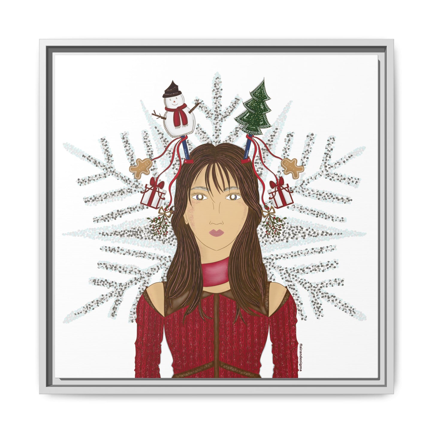 No.45 Girl with the Christmas Cheer Framed Canvas Art Print