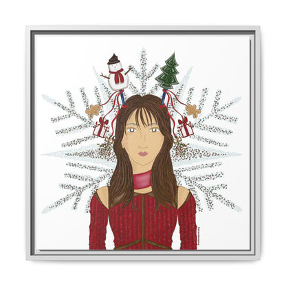 No.45 Girl with the Christmas Cheer Framed Canvas Art Print