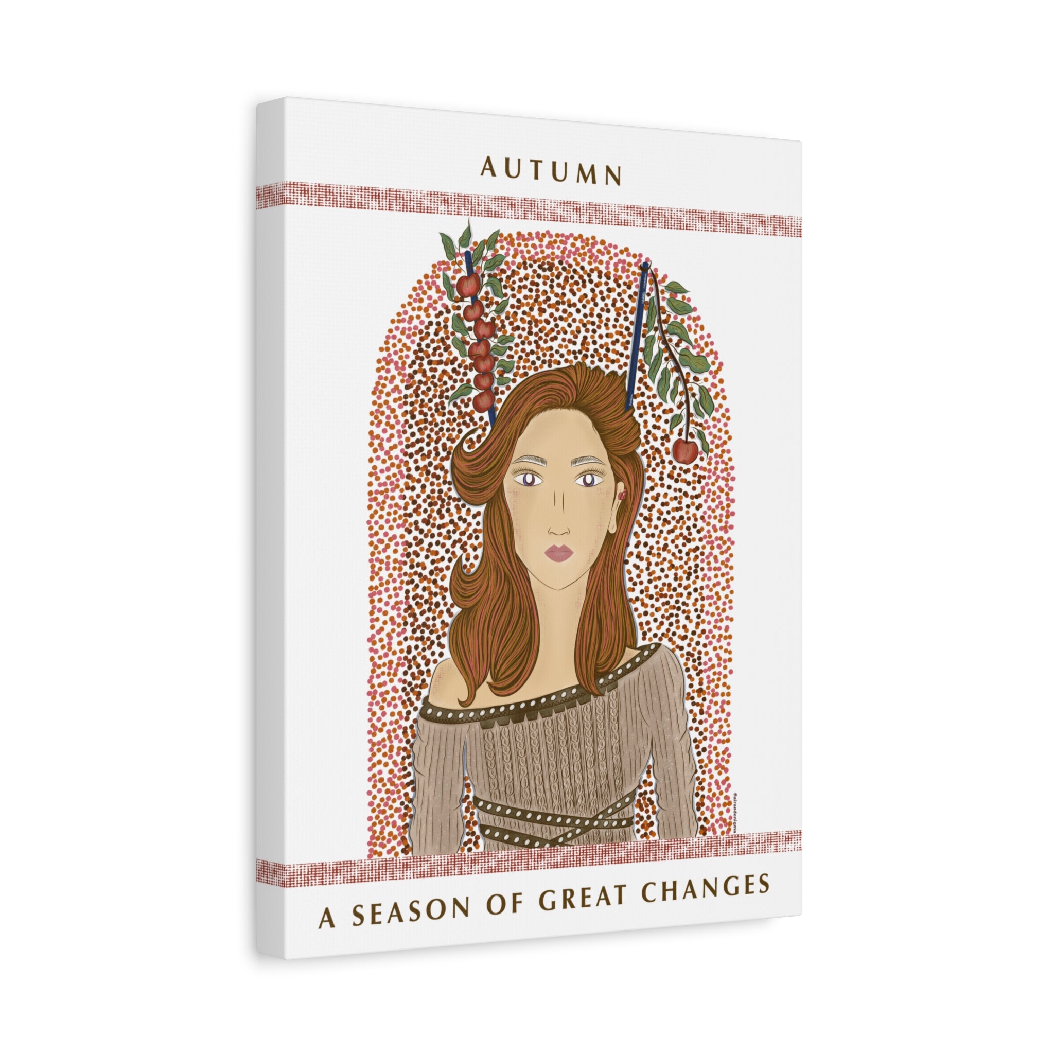 No.44 Girl with the Autumn Apples Canvas Art Print