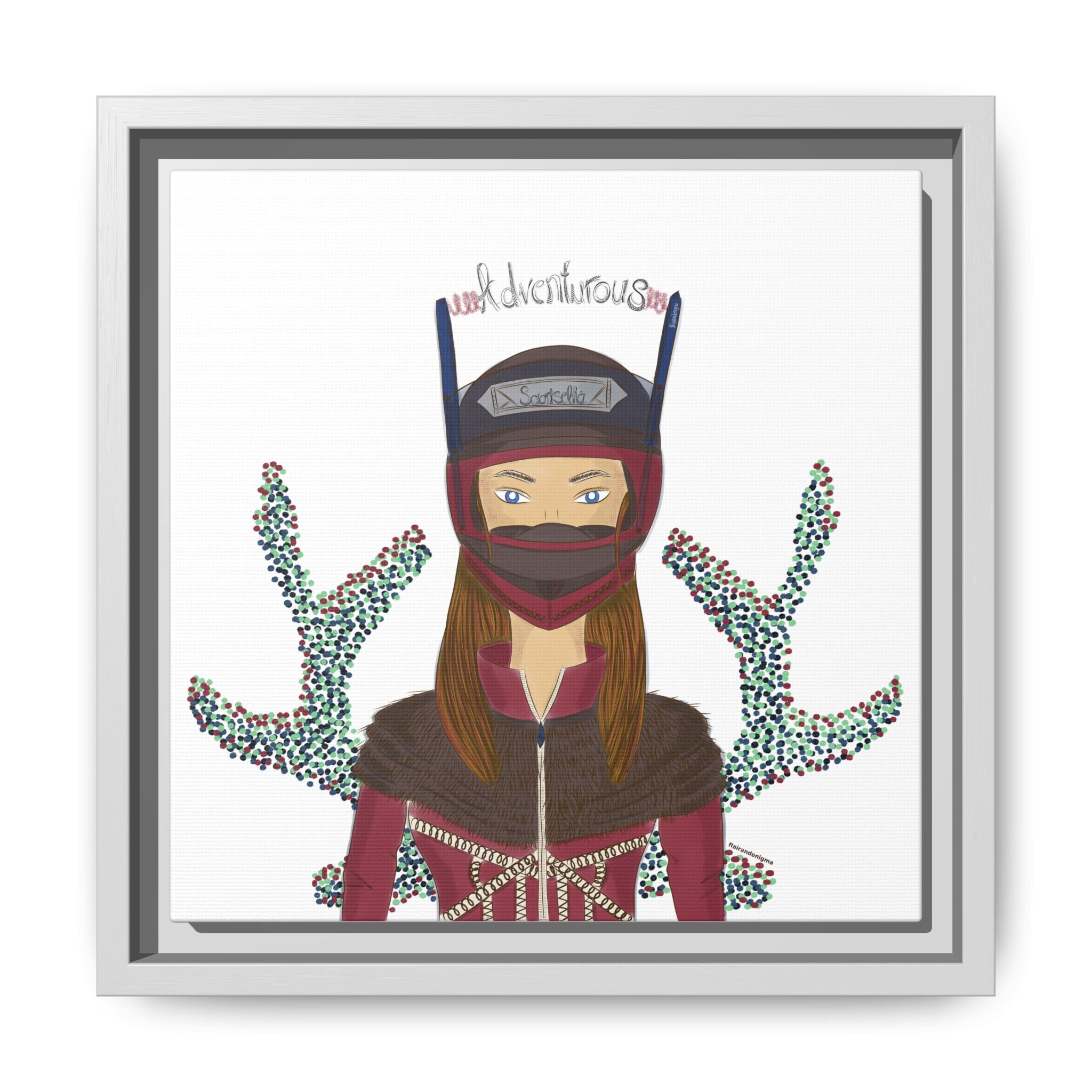 No.21 Girl with the Adventurous Helmet Framed Canvas Art Print