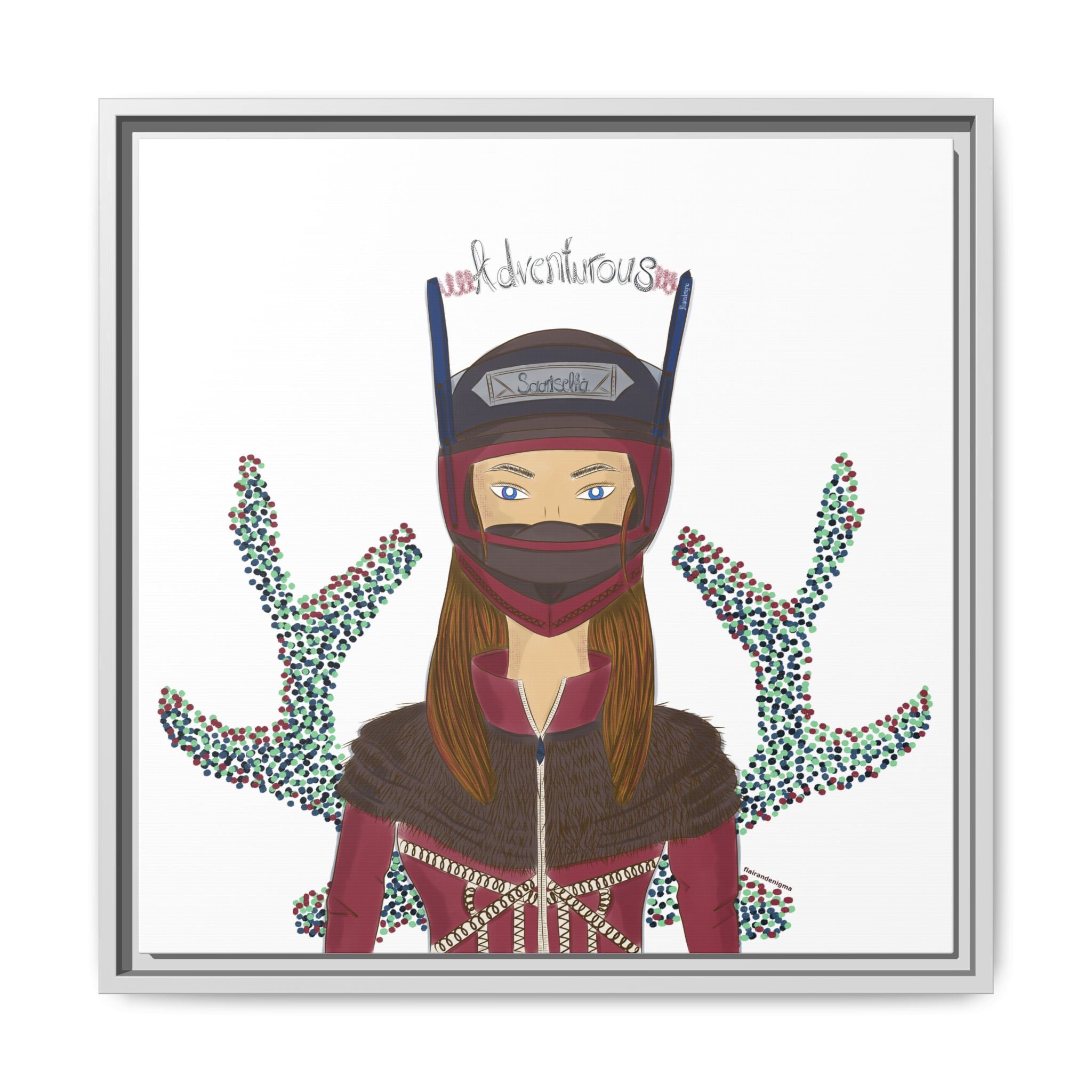 No.21 Girl with the Adventurous Helmet Framed Canvas Art Print