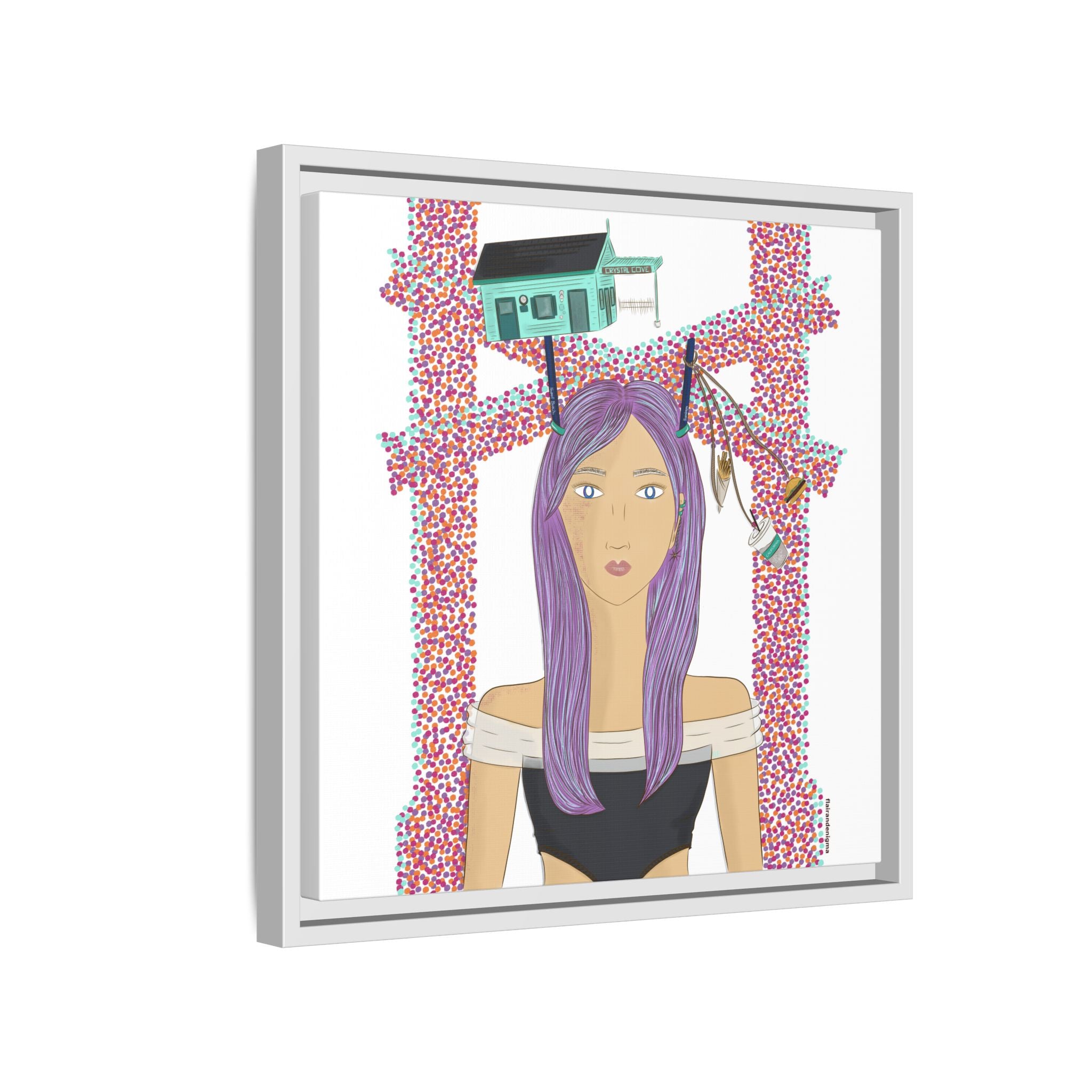 No.39 Girl with the Cove Cottage Framed Canvas Art Print