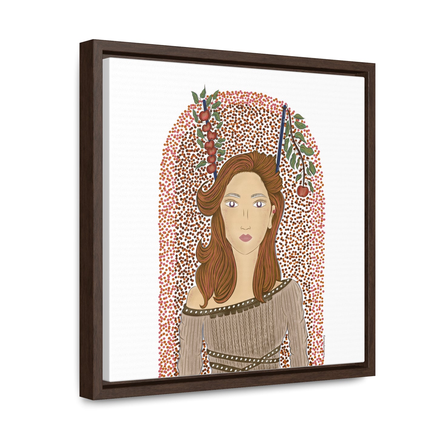 No.44 Girl with the Autumn Apples Framed Canvas Art Print