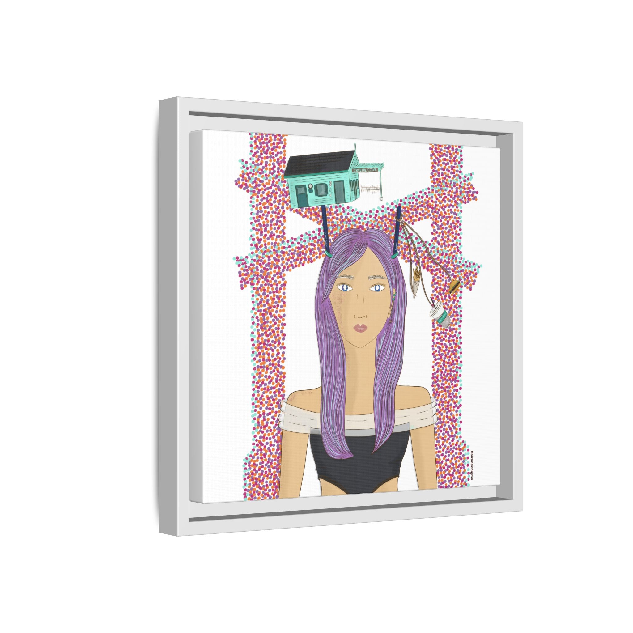No.39 Girl with the Cove Cottage Framed Canvas Art Print