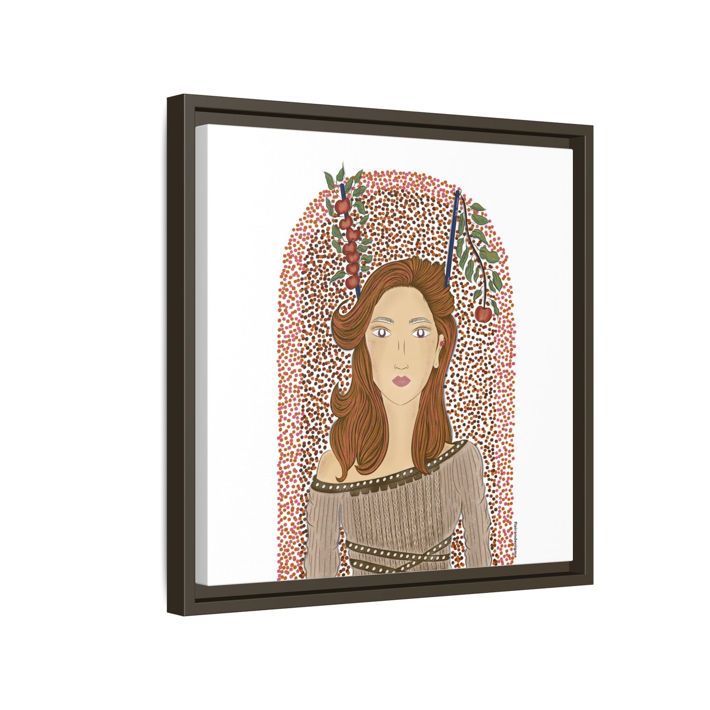 No.44 Girl with the Autumn Apples Framed Canvas Art Print