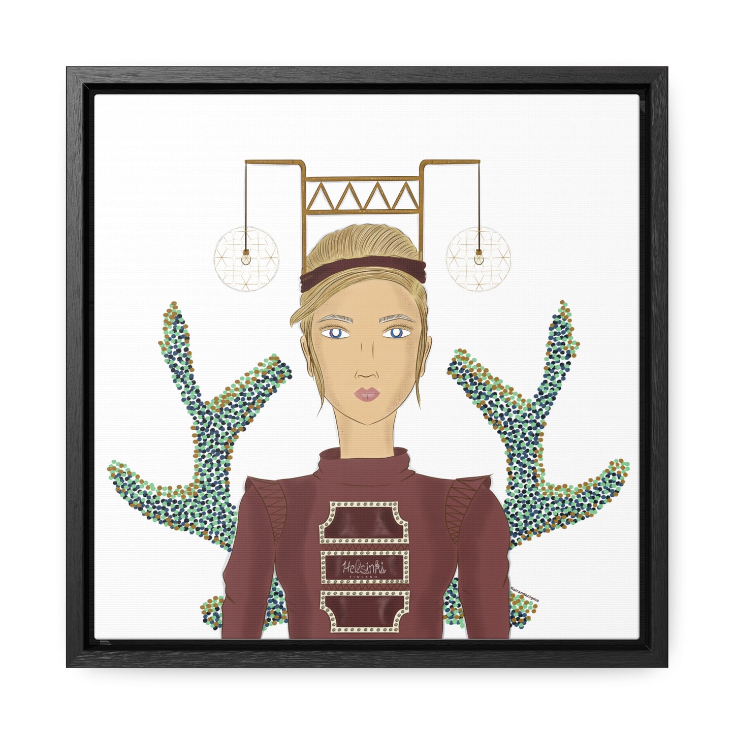 No.36 Girl with the Bar Lights Framed Canvas Art Print