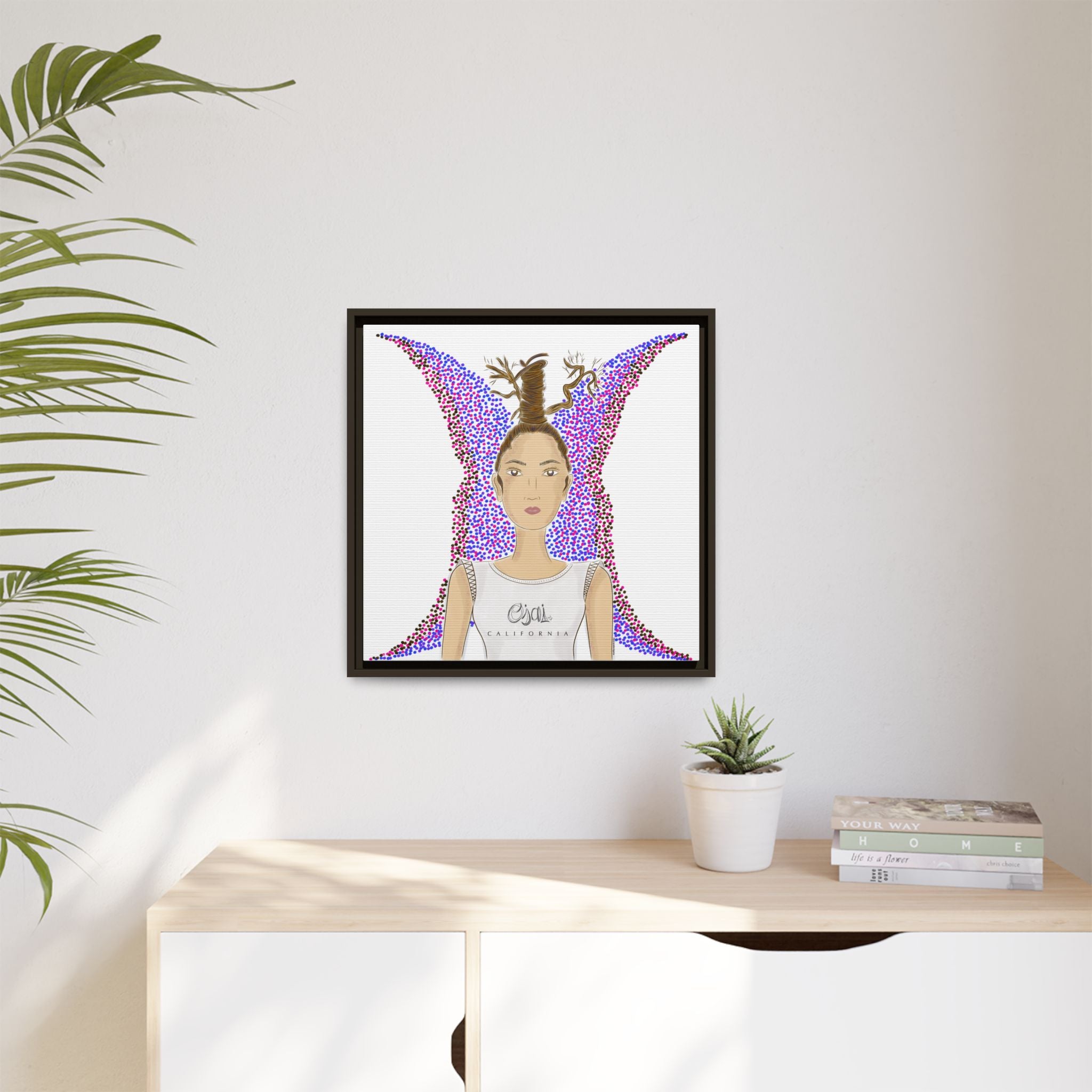 No.9 Girl with the Oak Tree Branches Framed Canvas Art Print