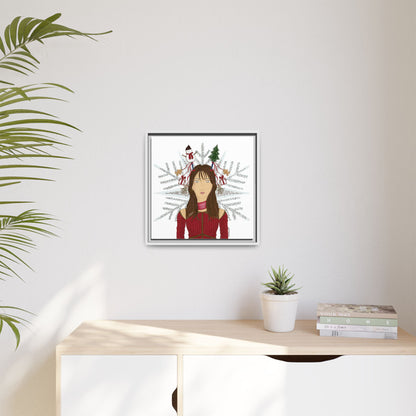 No.45 Girl with the Christmas Cheer Framed Canvas Art Print