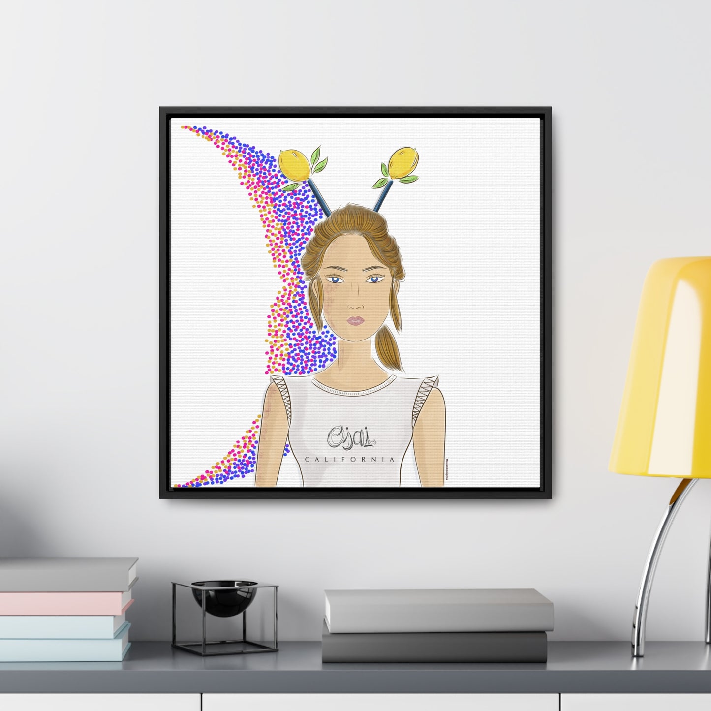 No.7 Girl with the Lemons Framed Canvas Art Print