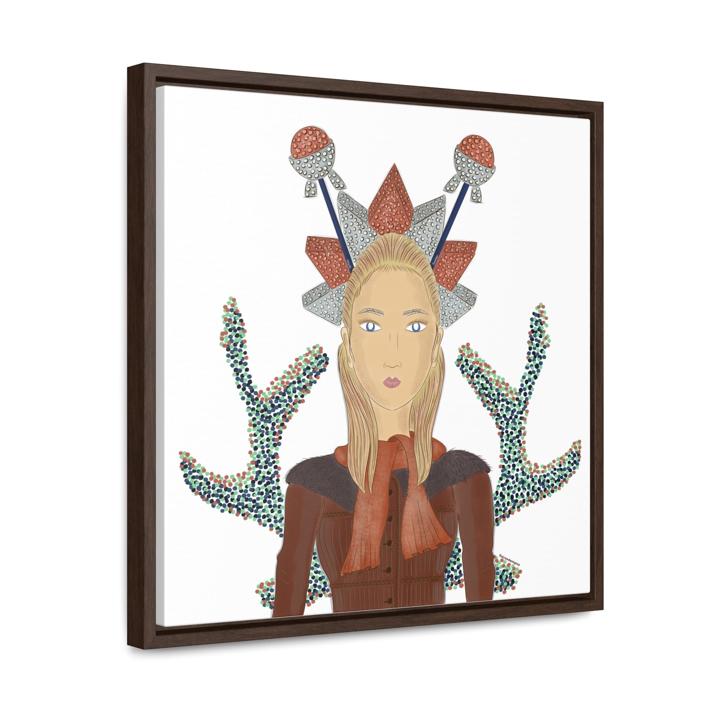 No.30 Girl with the Bling Sculpture Framed Canvas Art Print