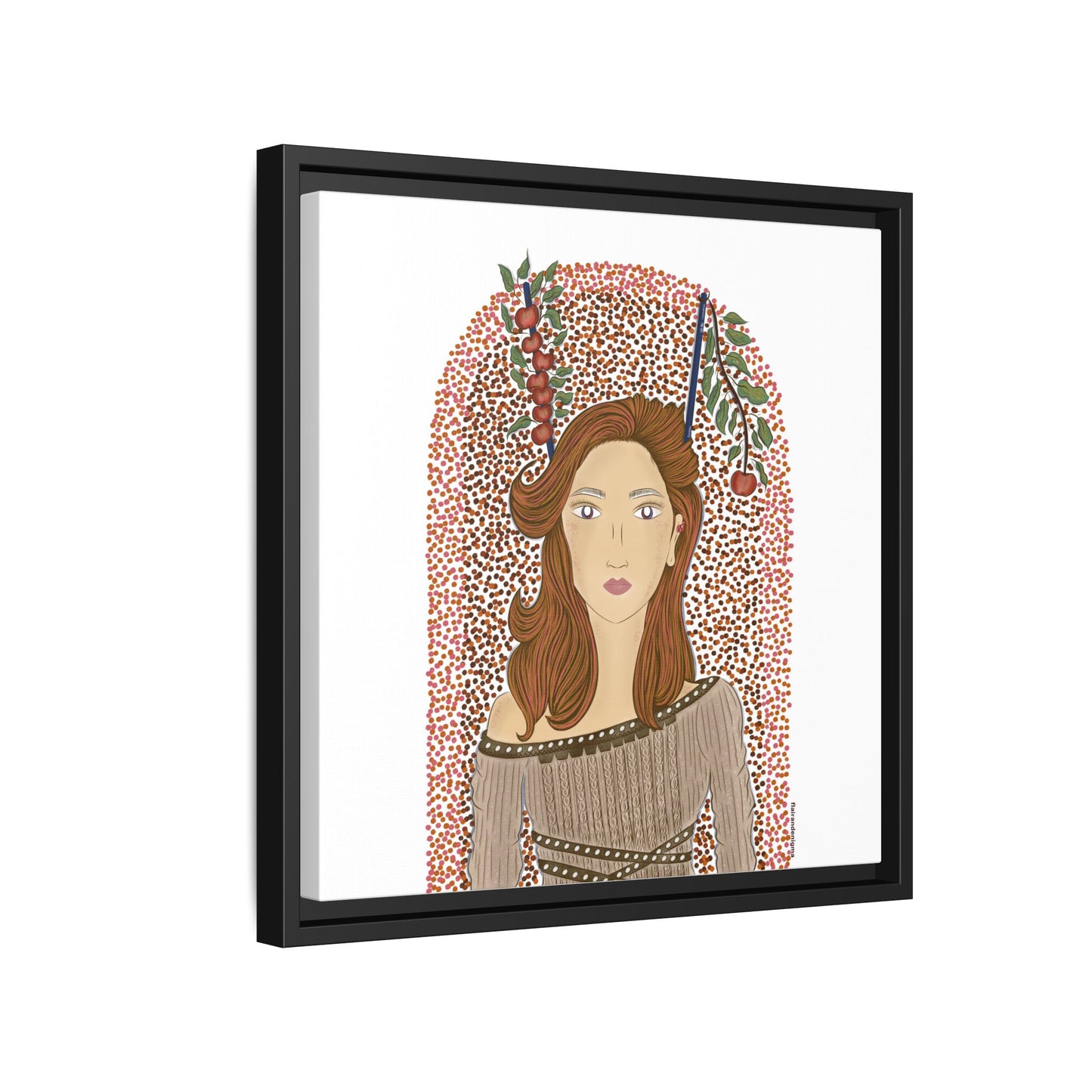 No.44 Girl with the Autumn Apples Framed Canvas Art Print