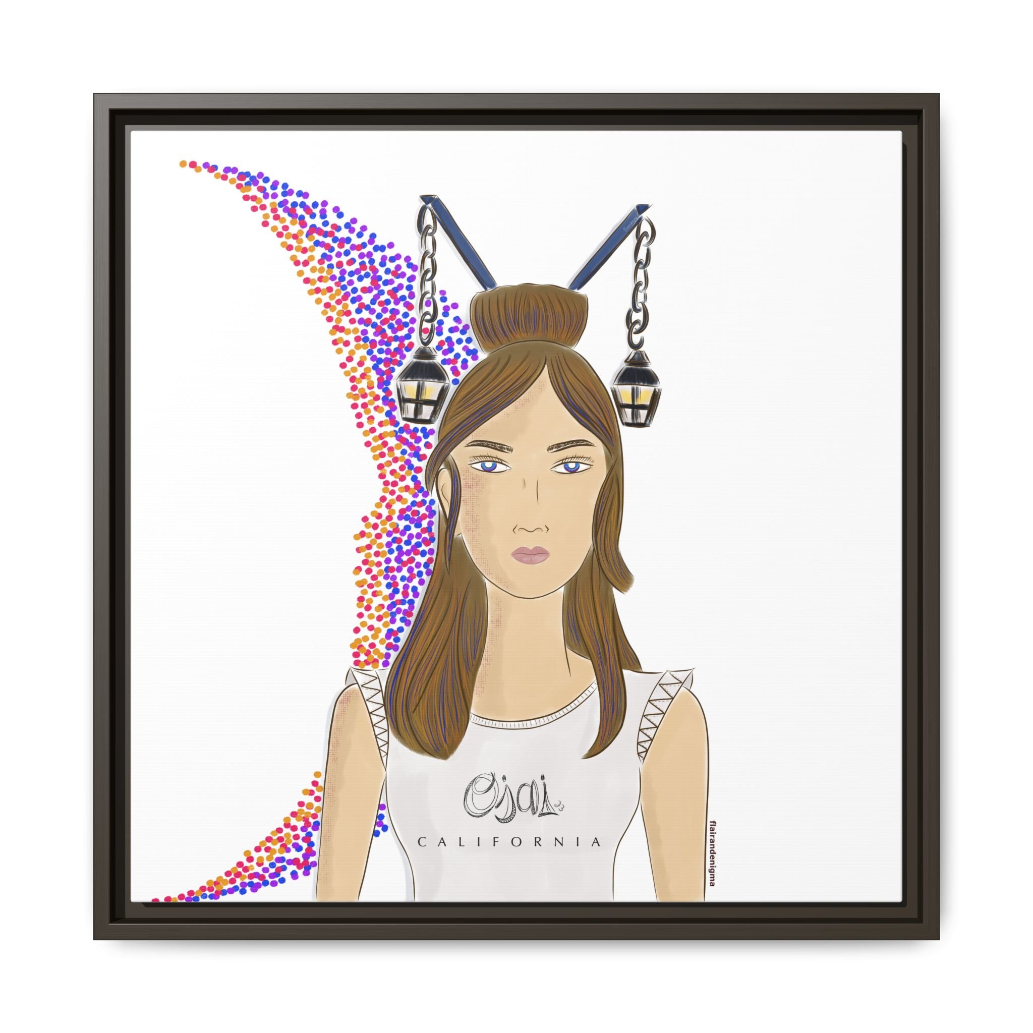 No.1 Girl with the Lanterns Framed Canvas Art Print